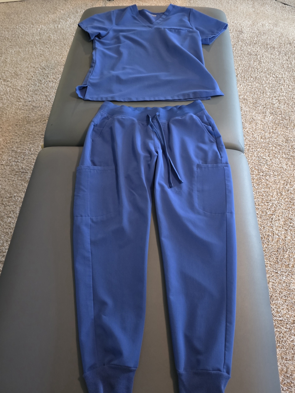 Women's Blue Jogger Scrub Pants with Drawstring Waist